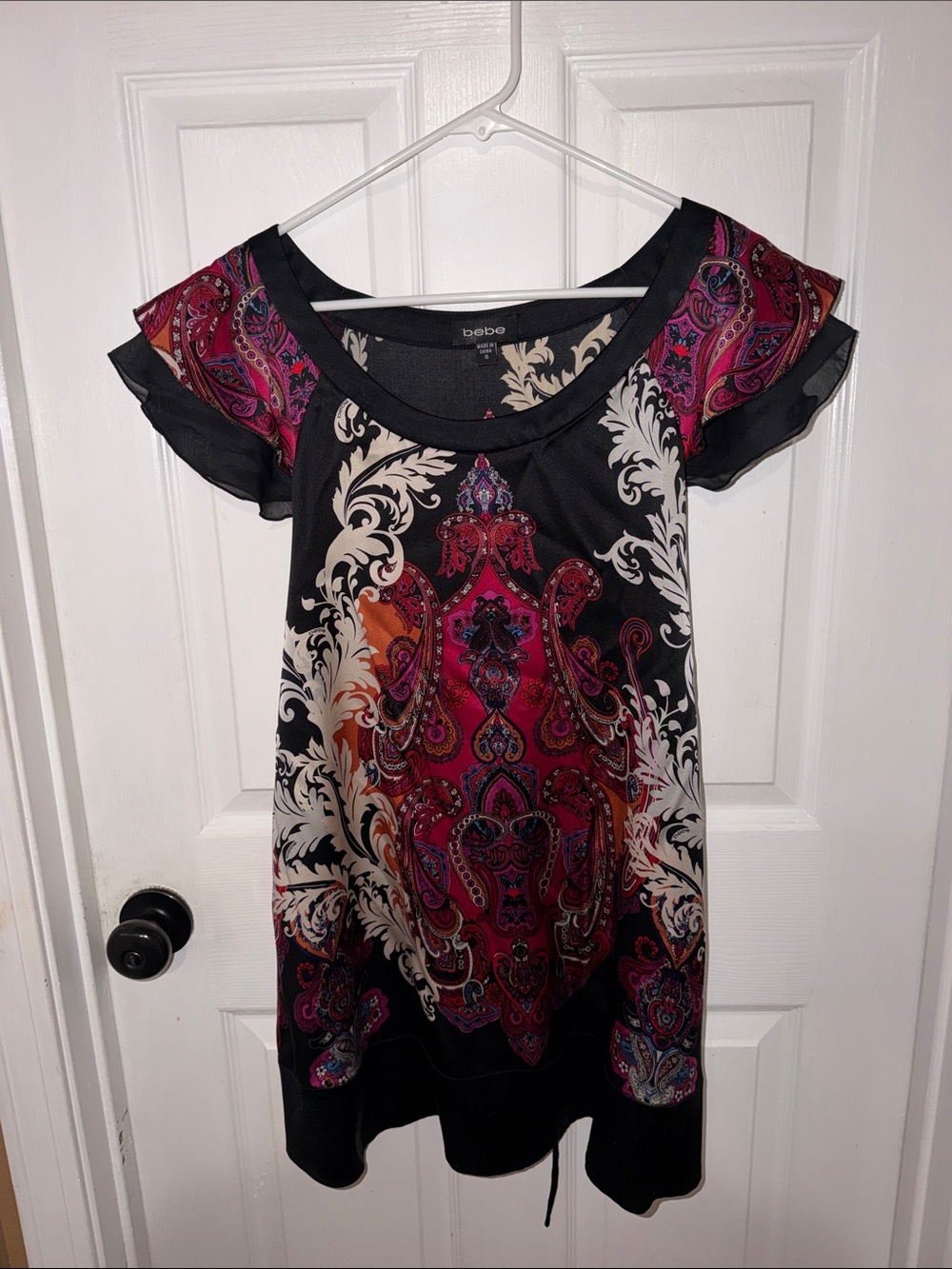 Vintage Y2K Bebe silk paisley pattern  mini dress